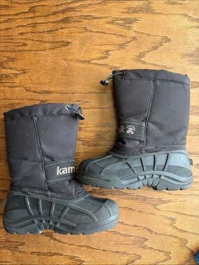 Kamik Kids Black Waterproof Snow Boots with Drawcord